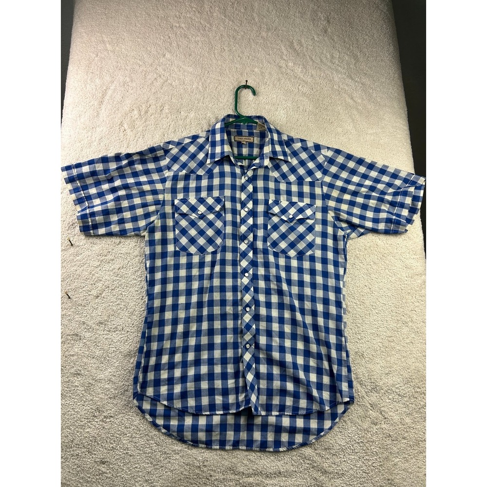 Trail Legends Men's‎ Casual Button-Down Shirt Blue White M Cotton